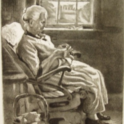 New England Granny by Joseph Margulies, 1939 Etching