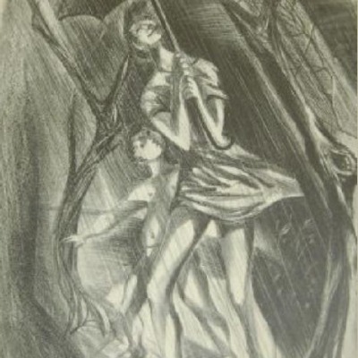 Spring Rain by Gwen Creighton Lux, 1947 Lithograph