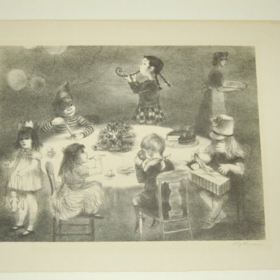 Birthday Party by Lily Harmon, 1945 Lithograph