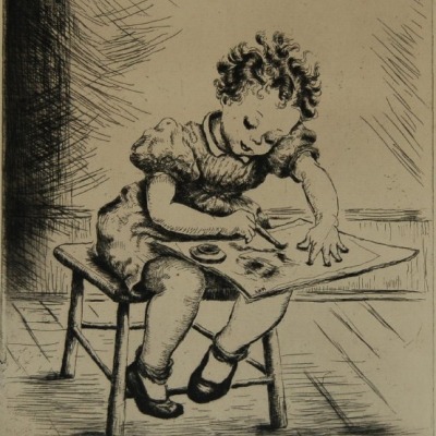 Artist at Work by Alice Conley Murphy, 1946 Etching