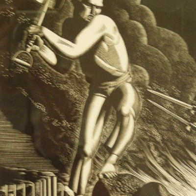 Workers of the World Unite by Rockwell Kent, 1937 Wood Engraving