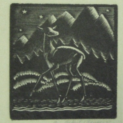 The Fawn by Albert Benson; Undated Woodcut