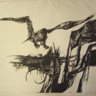 Eagle by Robert Huck; 1958 Woodcut