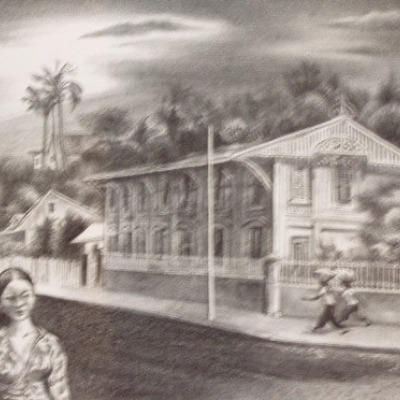 Street in Noumea by Aaron Bohrod, Lithograph