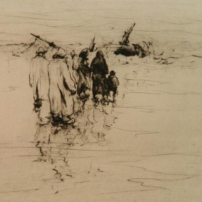 Silent Watchers by Armin Hansen, 1939 Drypoint Etching