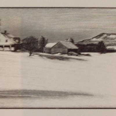 Winter in Southampton by Asa Cheffetz, 1949 Wood Engraving