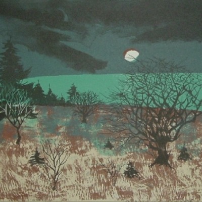 John Muench "Autumn Orchard" 1960 lithograph