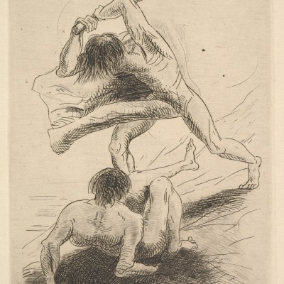 Cain and Abel by Odilon Redon,1886 Etching