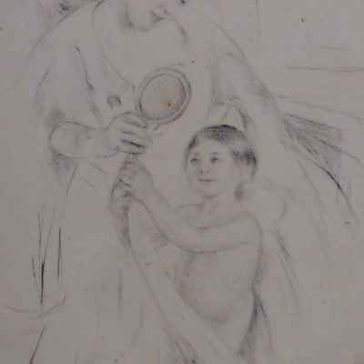 Looking into the Hand-mirror III by Mary Cassatt, 1844-1926; Drypoint Etching, ca. 1905