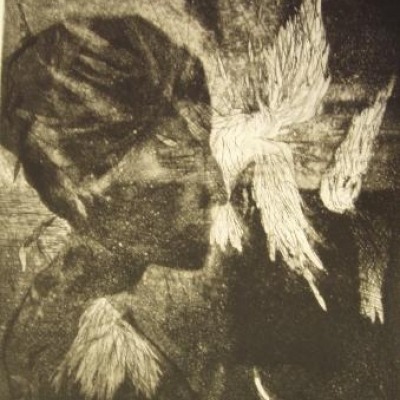 Wings of a Dove by Chaim Koppelman, 1959 Aquatint Etching