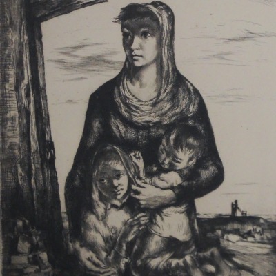Fatherless by Stephen Csoka, 1807-1989; AAA Etching, 1947