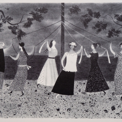 May Pole by Doris Emrick Lee, 1954 Lithograph