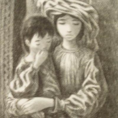 Arab Children by Fletcher Martin, 1946 Lithograph