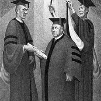 Honorary Degree by Grant Wood, 1938 Lithograph