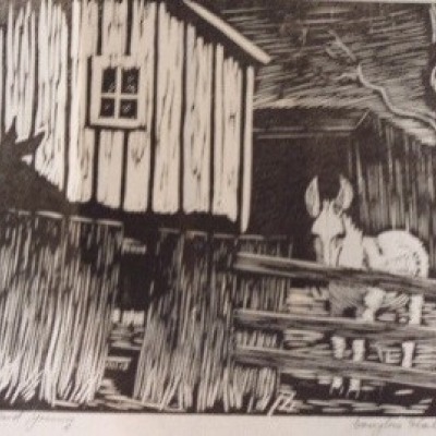 Jack and Jinny by Douglas Hall, 1930 Woodblock