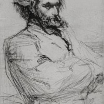 Drouet the Sculpteur by James McNeil Whistler, Etching 1859