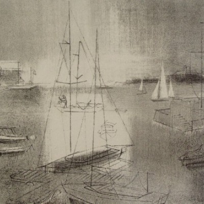 Harbor Sails by Joe Jones, Lithograph 1955