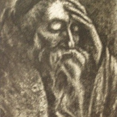 Scribe Meditating by Joseph Margulies, Aquatint Etching 1939