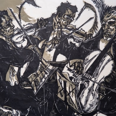 Trio by Mervin Jules 1959 Woodcut