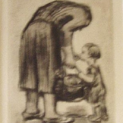Mother Feeding Child by Kathe Kollwitz, Etching 1931