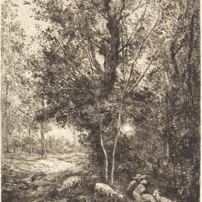 Le Berger et la Bergère Charles François by Daubigny,1874 Etching 