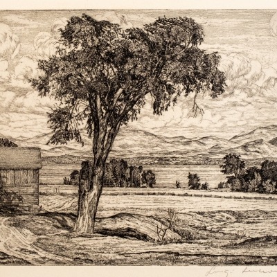 Luigi Lucioni; Lake Pastures; Etching 1938