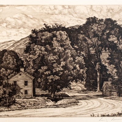 Luigi Lucioni; Route 7; Etching 1946