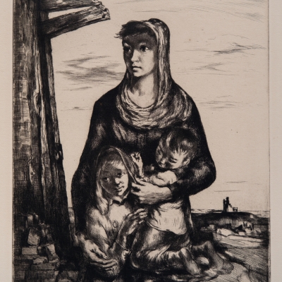 Fatherless by Stephen Csoka, 1947 Etching