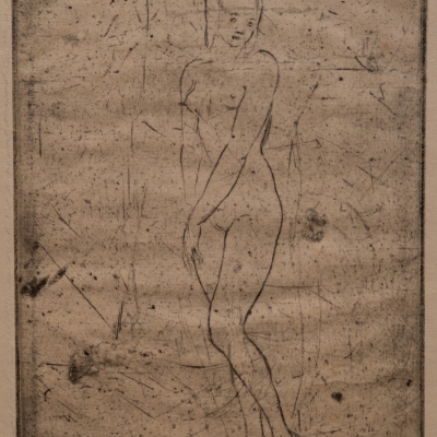 Bashful Girl by Wilhelm Lehmbruck, 1911 Drypoint Etching