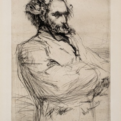Drouet the Sculpteur by James Abbott McNeill Whistler, Etching 1859