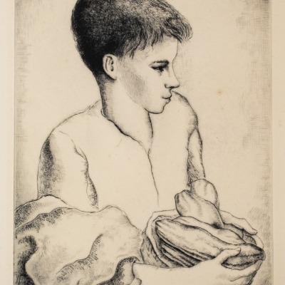 Garden Boy by Luis Quintanilla, Dry-point Etching 1950
