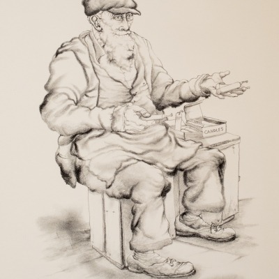 Candle Vendor by Seymour Rosenthal, Lithograph 1971