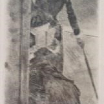 Mary Cassatt at the Louvre by Edgar Degas, Etching 1879-80