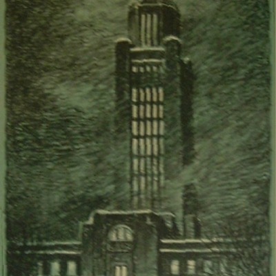 Kenneth Willmarth "Nebraska State Capitol" lithograph