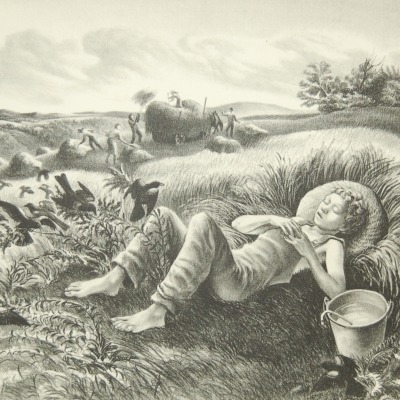 Chore Boy by John de Martelly, 1942 Lithograph
