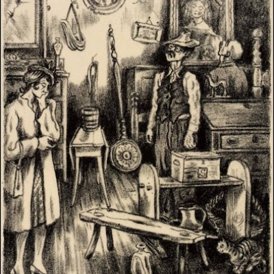 The Antique Shop by Peggy Bacon, 1944 Lithograph