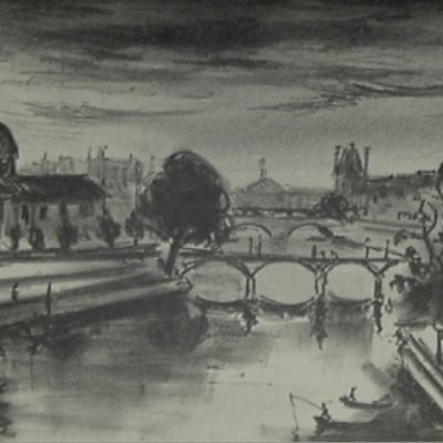 Arbit Nicolai Blatas "Pont des Artes Paris" lithograph