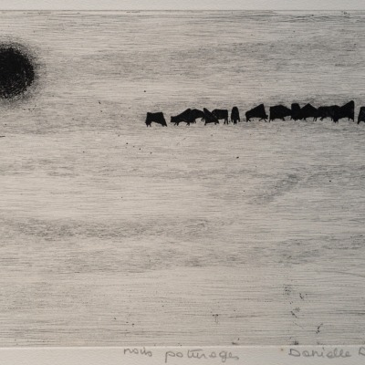 Black Pasture by Danielle Dillemann, 1965 Etching