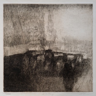 Waiting by Harold Altman, 1959 Etching