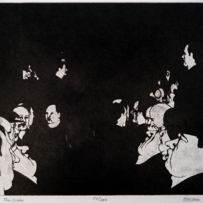 The Lobby by Art Hansen, 1972 Mezzotint