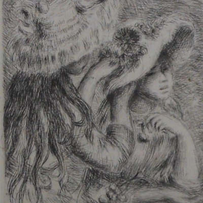 Chapeau Epingle (Pinning the Hat) by Pierre-Auguste Renoir, 1841-1919; Etching, 1884