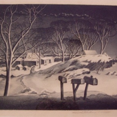 RFD #2 by Samuel Margolies, 1949 Aquatint Etching