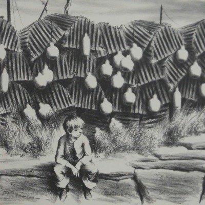 Harbor Scene by Lawrence Beall Smith, 1909-1995; AAA Lithograph, ca. 1950