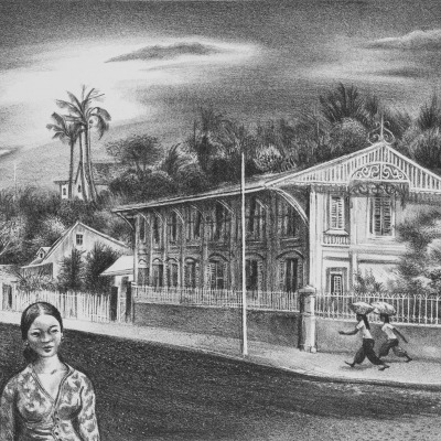 Aaron Bohrod, Street in Noumea (New Caledonia)