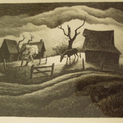 Rainy Day by Thomas Hart Benton, Lithograph 1938