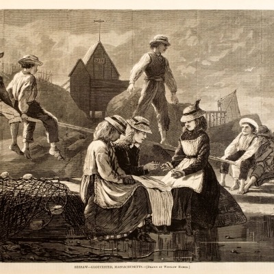 Homer Winslow; See Saw; Gloucester, Massachusetts;  wood engraving 1974