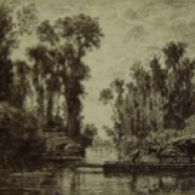 Le Bac de Bezons by Charles F. Daubigny, 1850 Etching