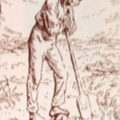 Man Leaning on a Spade by Jean-François & Pierre Millet; 1874 Woodcut 