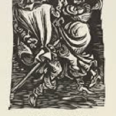 Mephistopheles mit der Alten (The Demon with the Old) by Ernst Barlach; 1922 Woodcut 