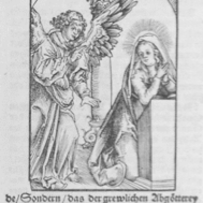 Annunciation by Lucas Cranach; 1548 Wood Engraving 